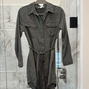 Women's Army Green Belted Shirt Dress